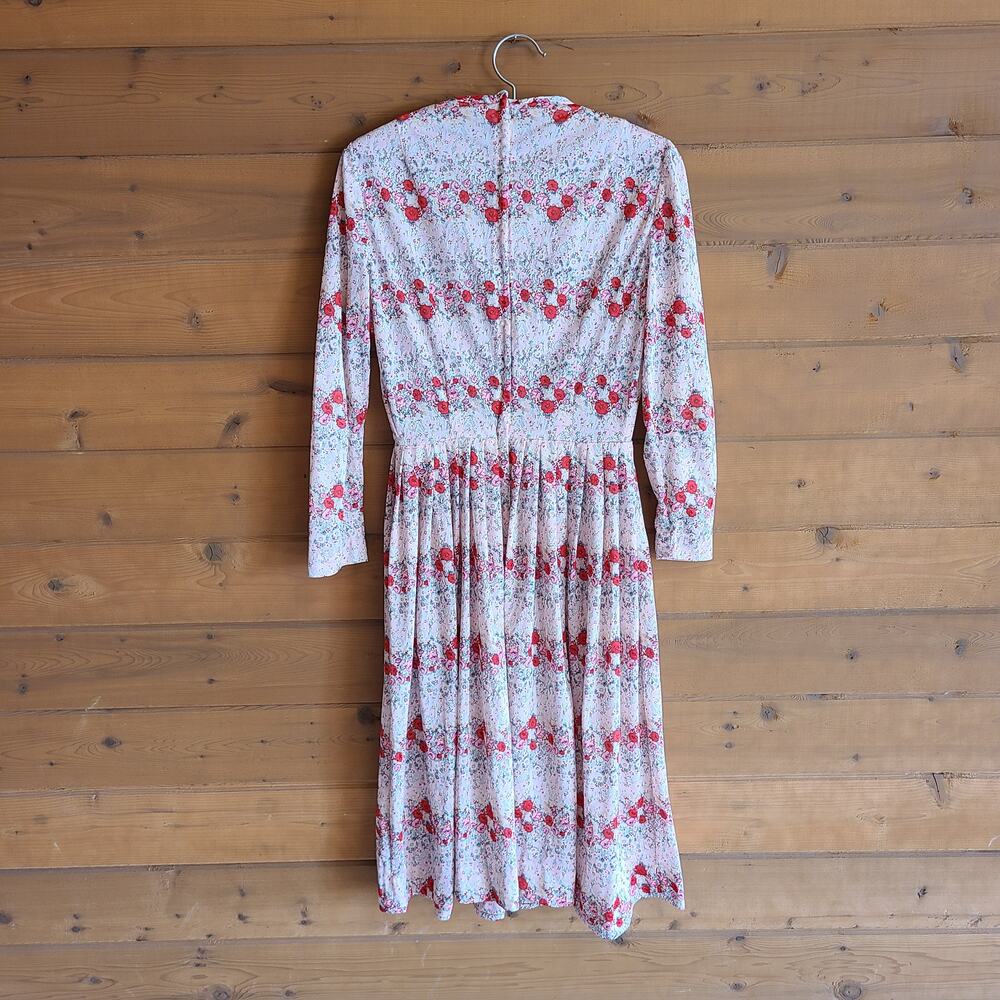 Vintage Floral Dress 70's Handmade Prairie Fit Flare Midi Boho Cottagecore M - Picture 4 of 4